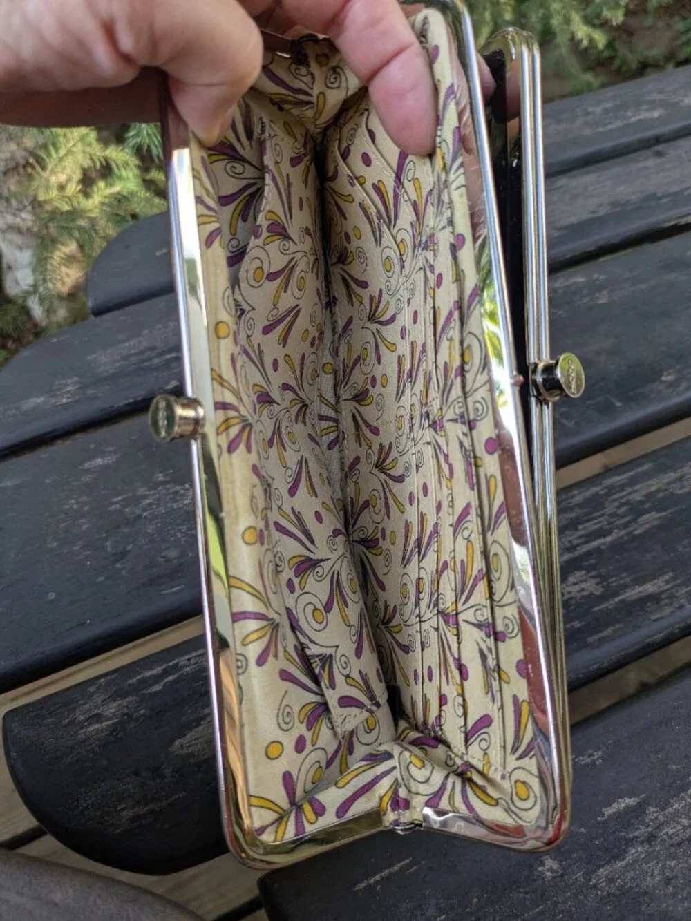 HOBO Women's Lauren Clutch Wallet in Blank Patent Leather Finish.